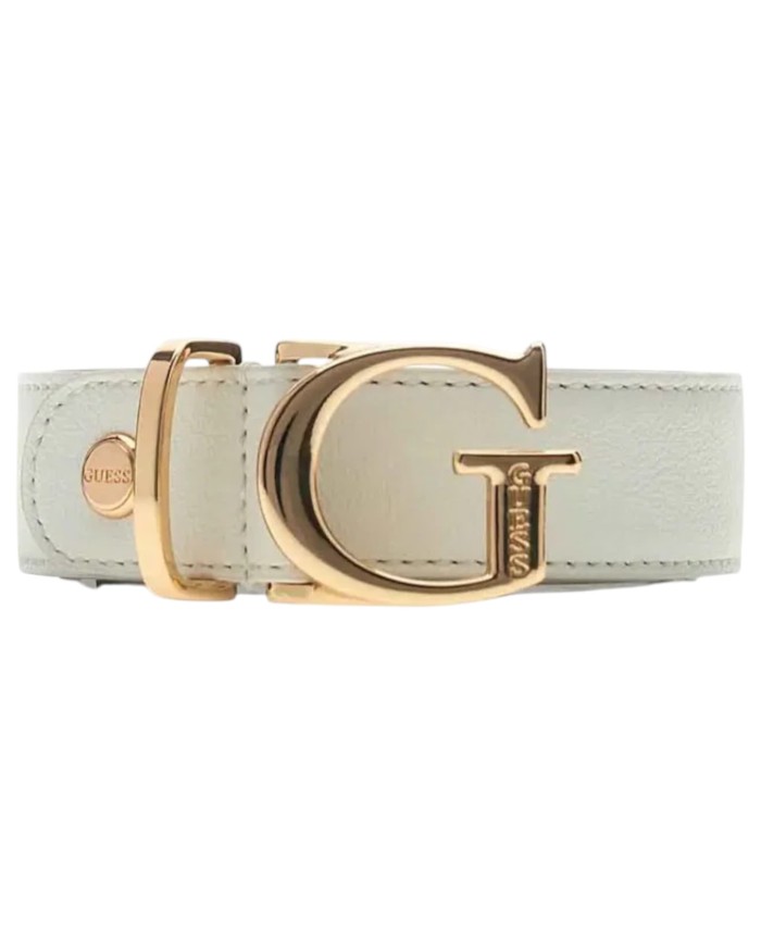 Cintura Donna Guess Sally G Logo Leather White