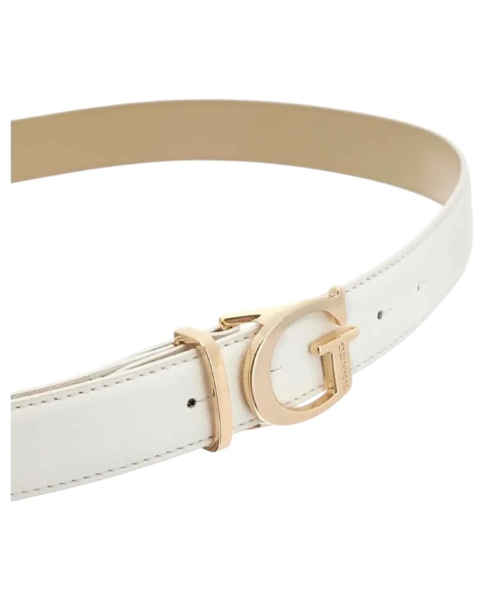 Cintura Donna Guess Sally G Logo Leather White