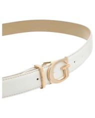 Cintura Donna Guess Sally G Logo Leather White