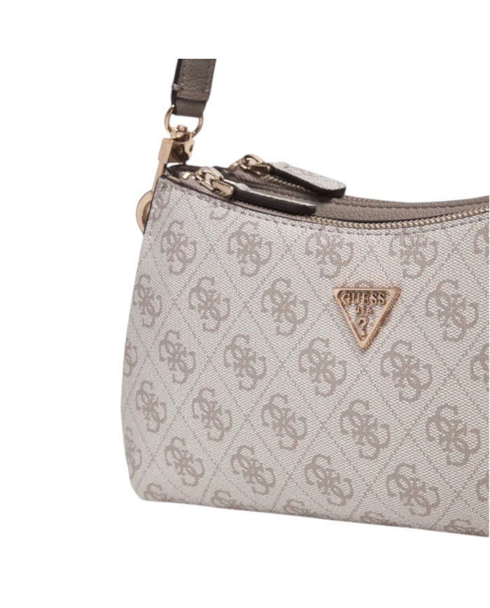 Tracolla Donna Guess Noelle II Mini 4G Logo Leather Bone White