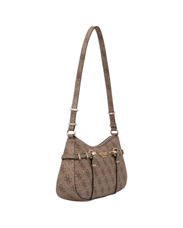 Tracolla Donna Guess Carrie 4G Logo Leather Latte Beige