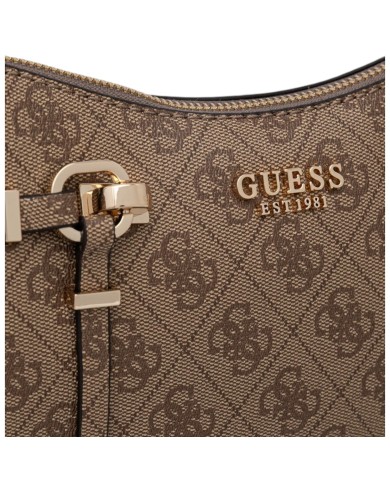 Tracolla Donna Guess Carrie 4G Logo Leather Latte Beige