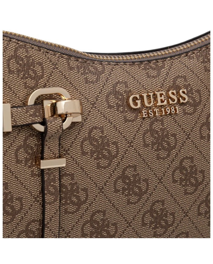 Tracolla Donna Guess Carrie 4G Logo Leather Latte Beige