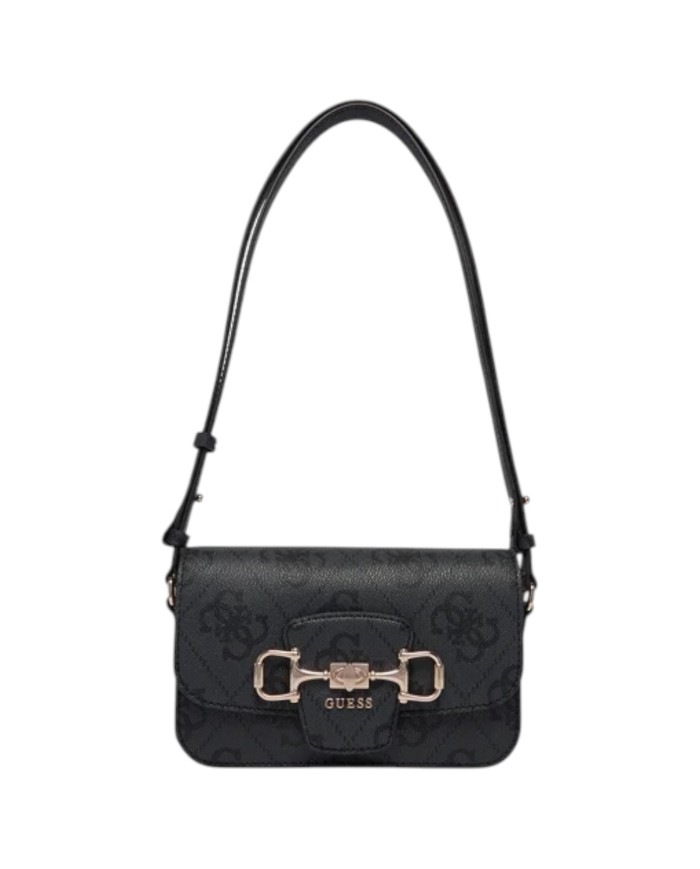 Tracolla Donna Guess Janie 4G Maxi Logo Leather Coal Black