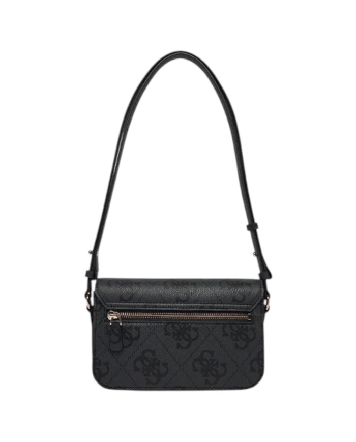 Tracolla Donna Guess Janie 4G Maxi Logo Leather Coal Black
