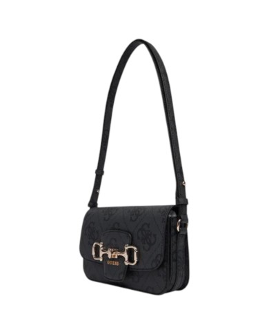 Tracolla Donna Guess Janie 4G Maxi Logo Leather Coal Black