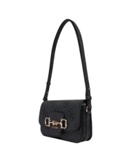 Tracolla Donna Guess Janie 4G Maxi Logo Leather Coal Black