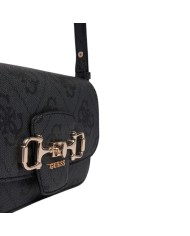 Tracolla Donna Guess Janie 4G Maxi Logo Leather Coal Black