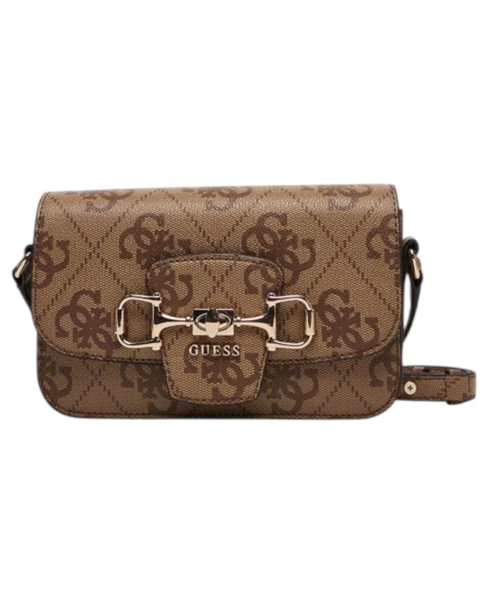 Tracolla Donna Guess Janie 4G Maxi Logo Leather Latte Beige