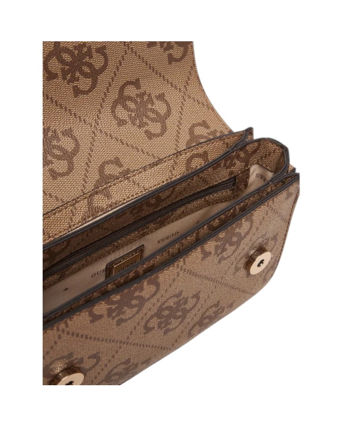 Tracolla Donna Guess Janie 4G Maxi Logo Leather Latte Beige