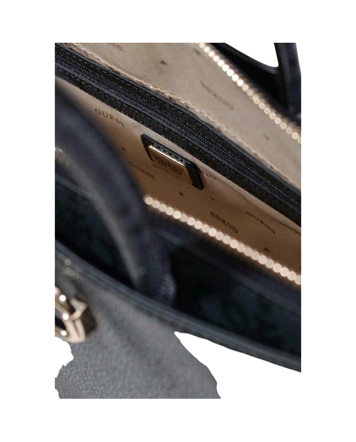 Borsa Donna Guess Janie 4G Logo Con Tracolla Leather Coal Black