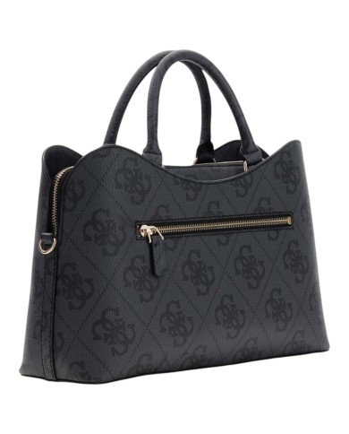 Borsa A Mano Donna Guess Janie 4G Logo Con Tracolla Leather Coal Black