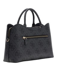 Borsa A Mano Donna Guess Janie 4G Logo Con Tracolla Leather Coal Black