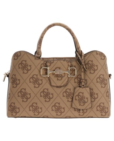 Borsa A Mano Donna Guess Janie 4G Logo Con Tracolla Leather Latte Beige