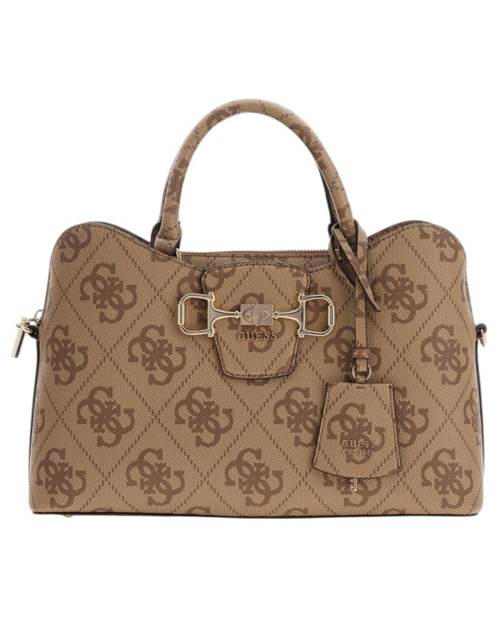 Borsa A Mano Donna Guess Janie 4G Logo Con Tracolla Leather Latte Beige