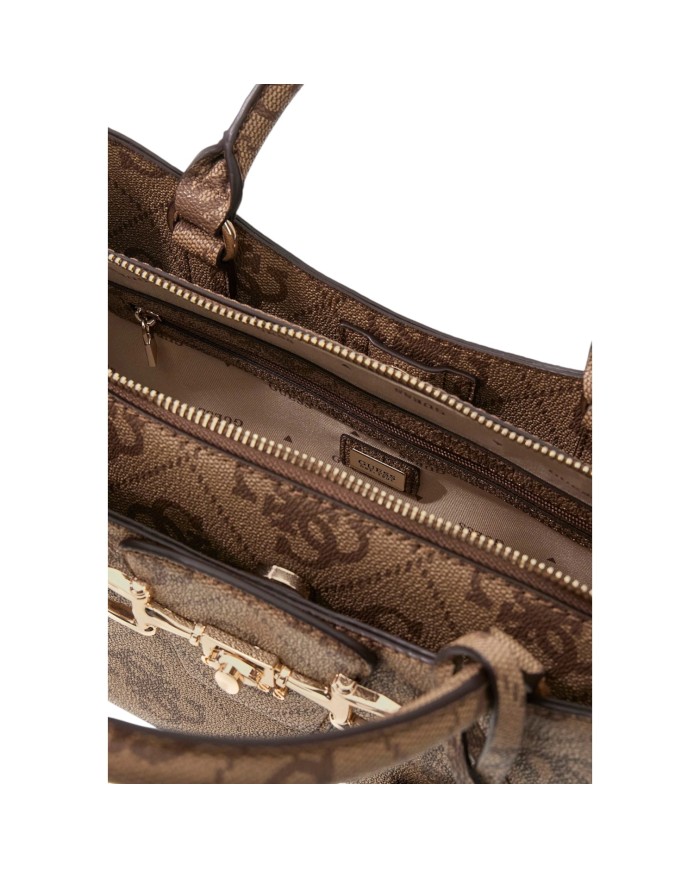 Borsa A Mano Donna Guess Janie 4G Logo Con Tracolla Leather Latte Beige