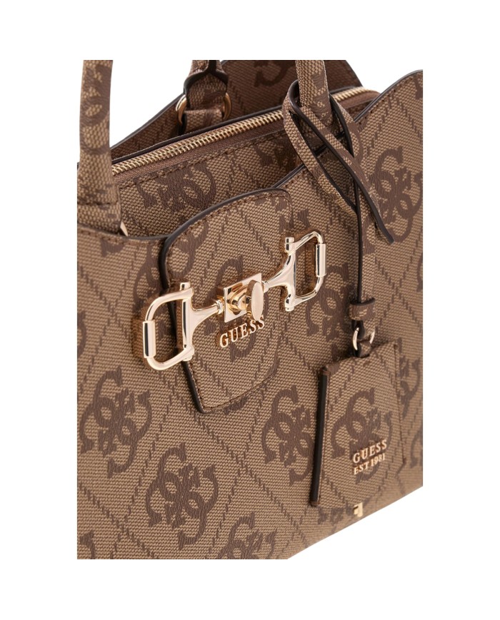 Borsa A Mano Donna Guess Janie 4G Logo Con Tracolla Leather Latte Beige