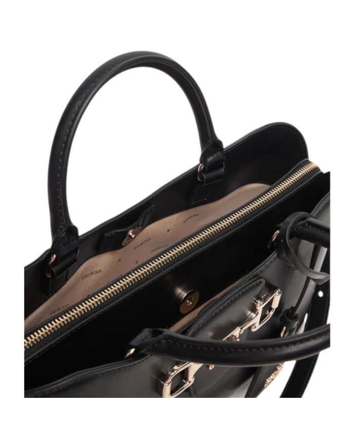Borsa A Mano Donna Guess Janie Con Tracolla Leather Black