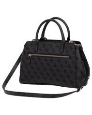 Borsa A Mano Donna Guess Leona Con Tracolla 4G Logo Leather Coal Black