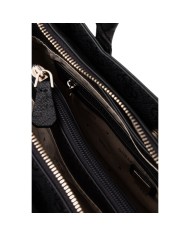 Borsa A Mano Donna Guess Leona Con Tracolla 4G Logo Leather Coal Black