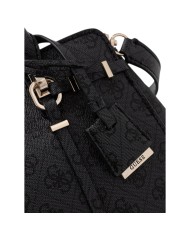 Borsa A Mano Donna Guess Leona Con Tracolla 4G Logo Leather Coal Black