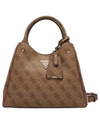 Borsa A Mano Guess Donna Meridian II Con Tracolla 4G Logo Leather Latte Beige