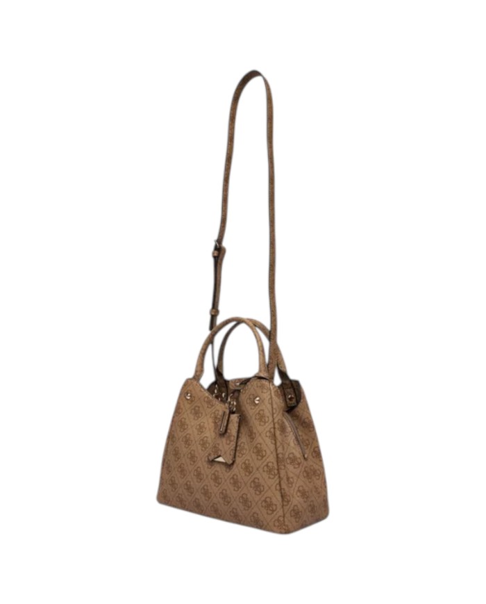 Borsa A Mano Guess Donna Meridian II Con Tracolla 4G Logo Leather Latte Beige