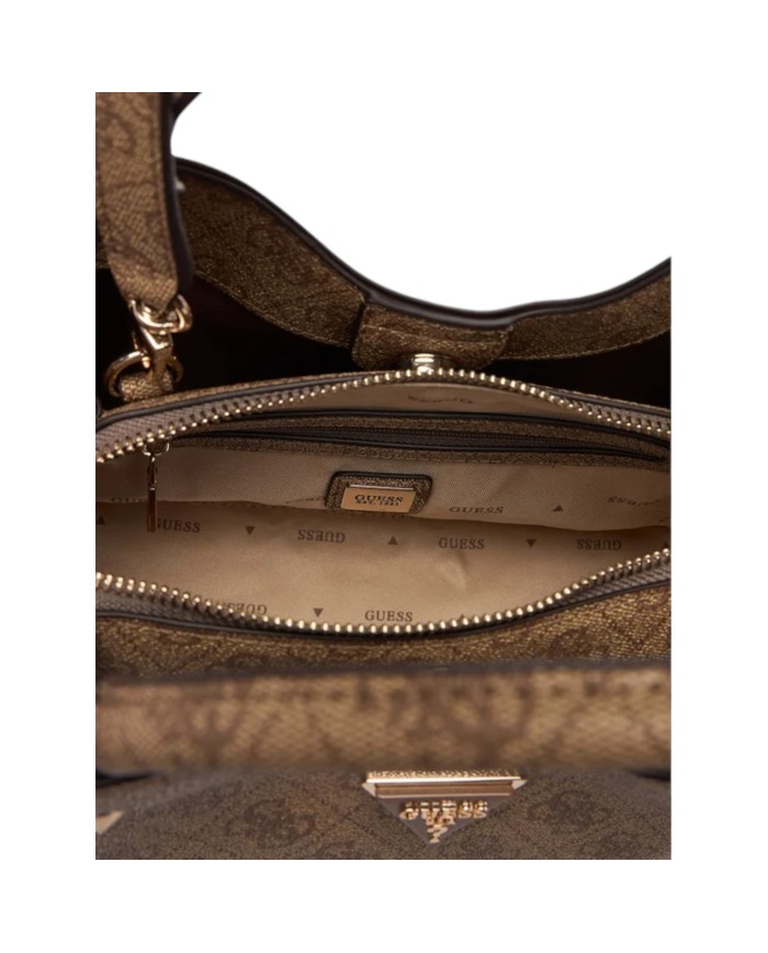 Borsa A Mano Guess Donna Meridian II Con Tracolla 4G Logo Leather Latte Beige