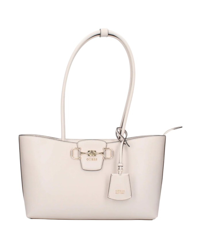 Borsa Donna Guess Shopper Janie Con Tracolla Leather Stone