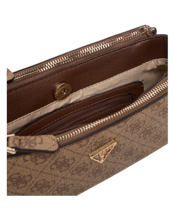 Tracolla Donna Guess Noelle II Mini 4G Logo Leather Latte Brown