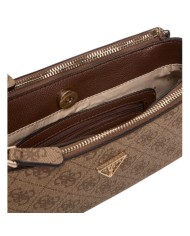 Tracolla Donna Guess Noelle II Mini 4G Logo Leather Latte Brown