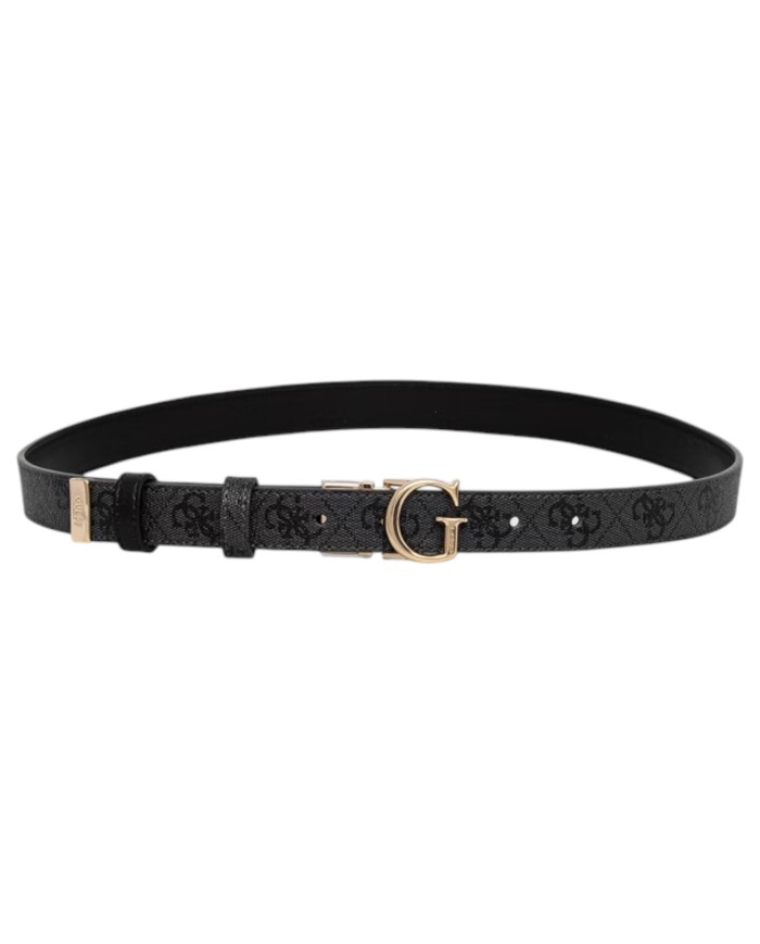 Cintura Donna Guess Leona 4G Logo Peony Reversibile Leather Coal Black