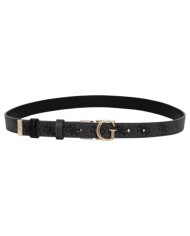 Cintura Donna Guess Leona 4G Logo Peony Reversibile Leather Coal Black