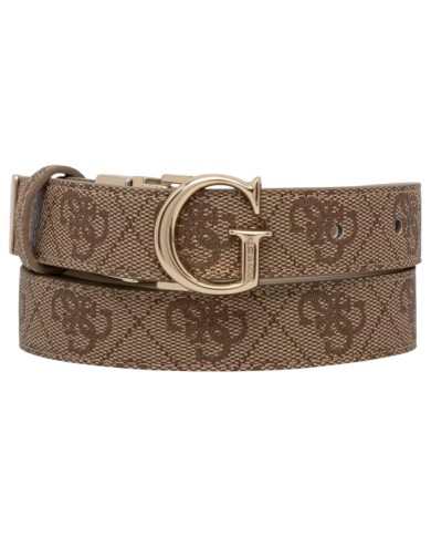 Cintura Donna Guess Leona 4G Logo Peony Reversibile Leather Latte Beige Sage Green