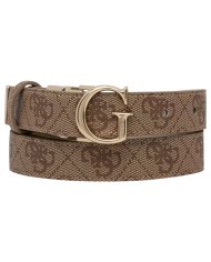 Cintura Donna Guess Leona 4G Logo Peony Reversibile Leather Latte Beige Sage Green