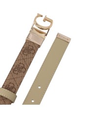 Cintura Donna Guess Leona 4G Logo Peony Reversibile Leather Latte Beige Sage Green