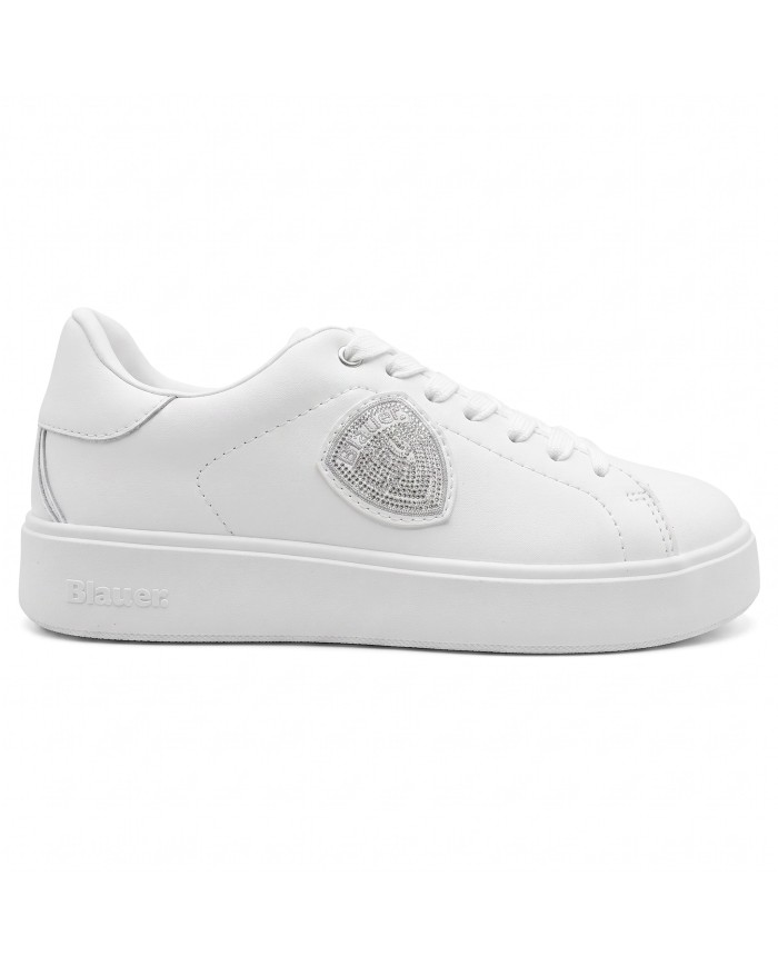 Sneakers Blauer Donna Victory Glitter Logo Leather White