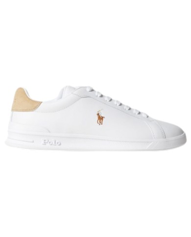 Sneake Uomo Ralph Lauren Heritage Court II Leather White Bone