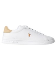 Sneake Uomo Ralph Lauren Heritage Court II Leather White Bone