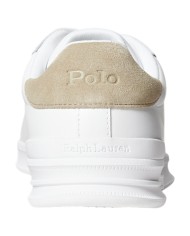 Sneake Uomo Ralph Lauren Heritage Court II Leather White Bone