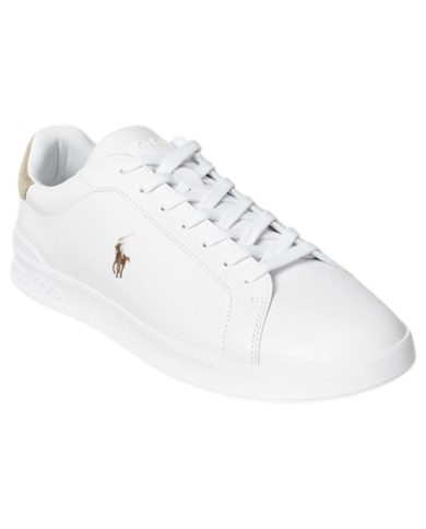 Sneake Uomo Ralph Lauren Heritage Court II Leather White Bone