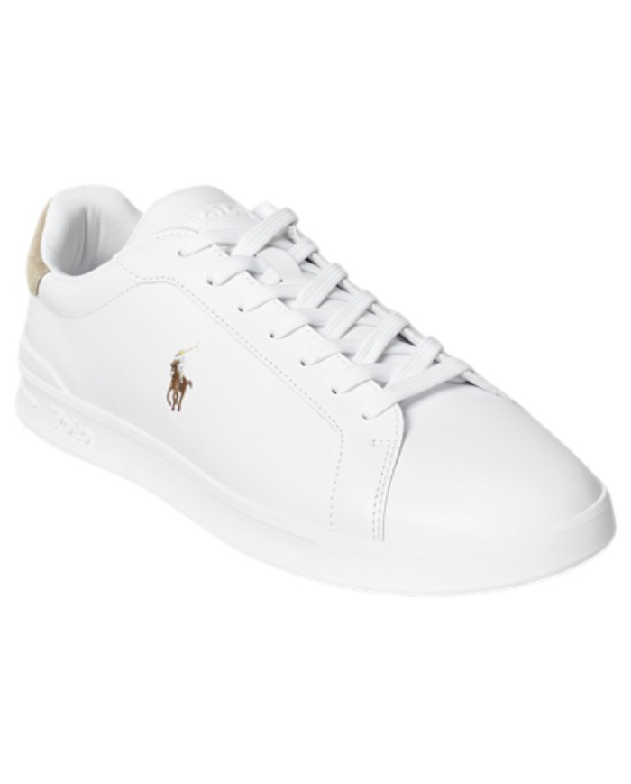 Sneake Uomo Ralph Lauren Heritage Court II Leather White Bone