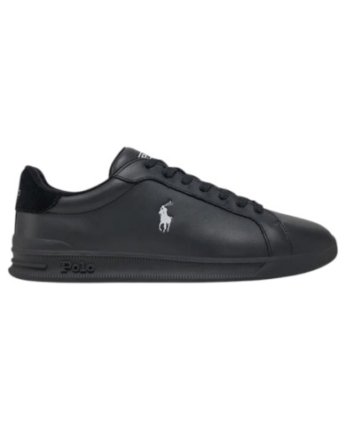 Sneake Uomo Ralph Lauren Heritage Court II Leather Black Grey
