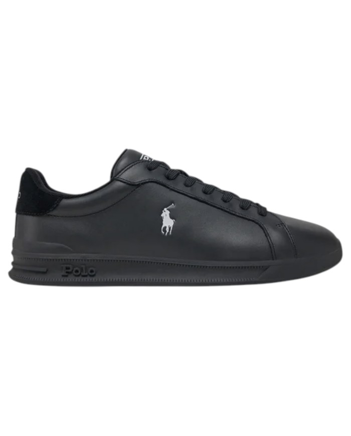 Sneake Uomo Ralph Lauren Heritage Court II Leather Black Grey