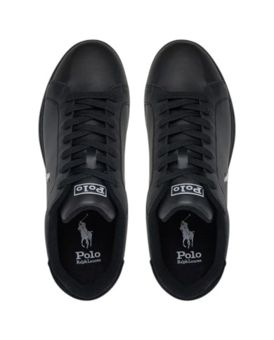 Sneake Uomo Ralph Lauren Heritage Court II Leather Black Grey