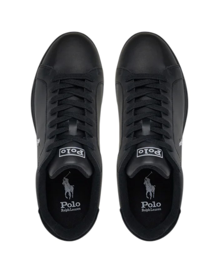Sneake Uomo Ralph Lauren Heritage Court II Leather Black Grey