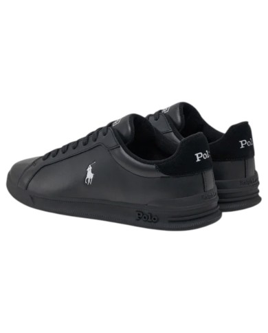 Sneake Uomo Ralph Lauren Heritage Court II Leather Black Grey