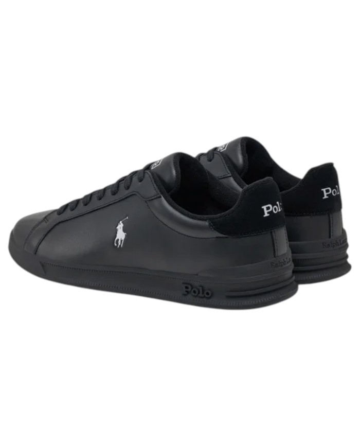 Sneake Uomo Ralph Lauren Heritage Court II Leather Black Grey