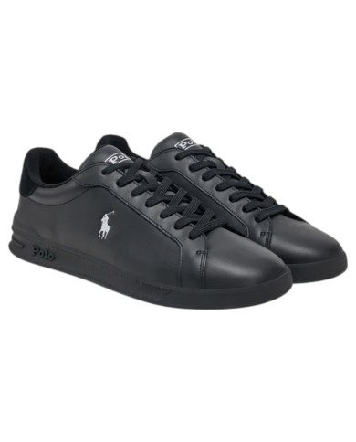 Sneake Uomo Ralph Lauren Heritage Court II Leather Black Grey
