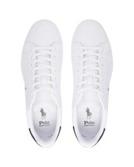 Sneake Uomo Ralph Lauren Heritage Court II Leather White Black